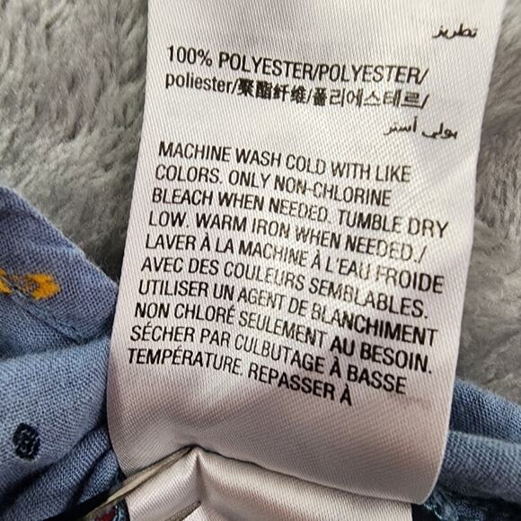 Style&Co Top Womens S Blue Embroider Floral V-Neck Ruffled Sleeve Peasant Boho - Picture 5 of 9